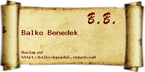 Balko Benedek névjegykártya